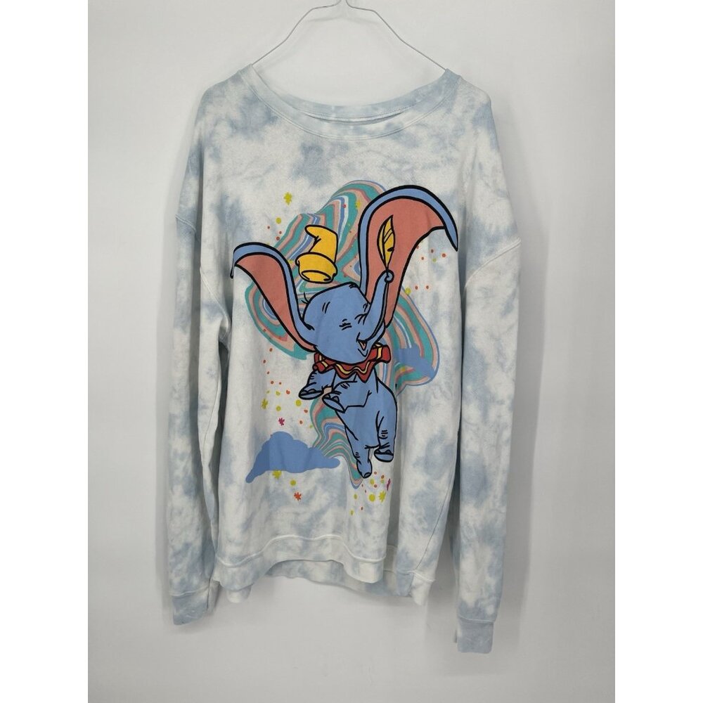 Disney Parks Dumbo Tie‎ Dye Front Back Graphic Sweatshirt Adult Unisex L Blue